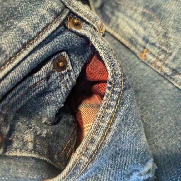 Gap + Pendleton Real Straight Distressed Patched Jeans 26A - Picture 9 of 12